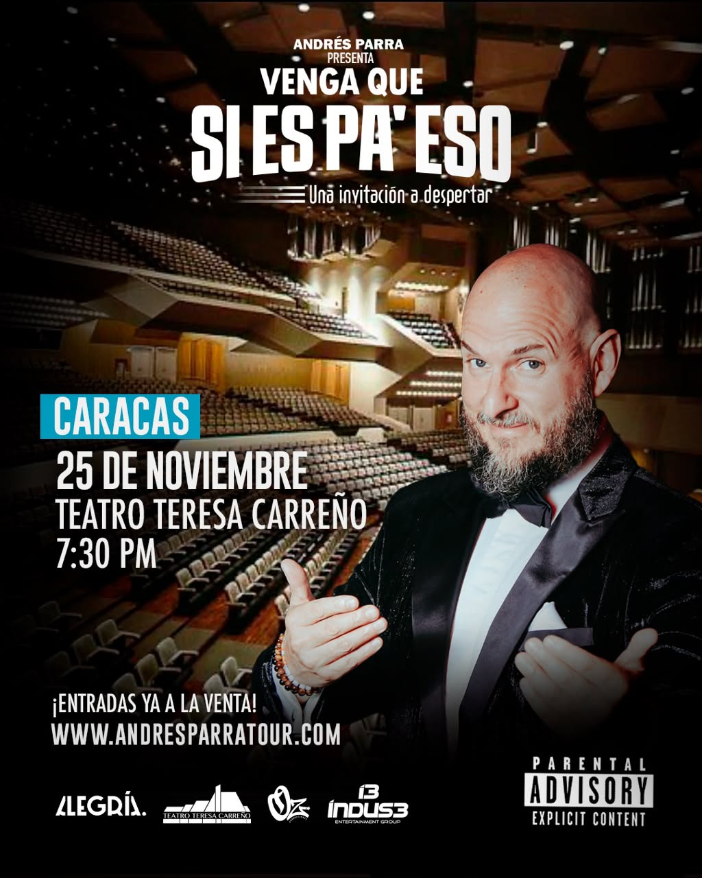 Andrés Parra llega a Venezuela con su aclamado show “Venga Que Si Es Pa’ Eso”