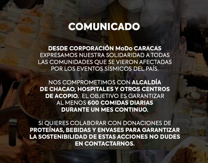 MoDo transforma sus cocinas en jornadas de preparación de comida para los afectados por el sismo